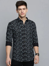 Men Black Printed Casual Shirt-RDPRINT-3006-Black